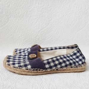 Tory Burch Gingham Beacher Slip On Espadrilles